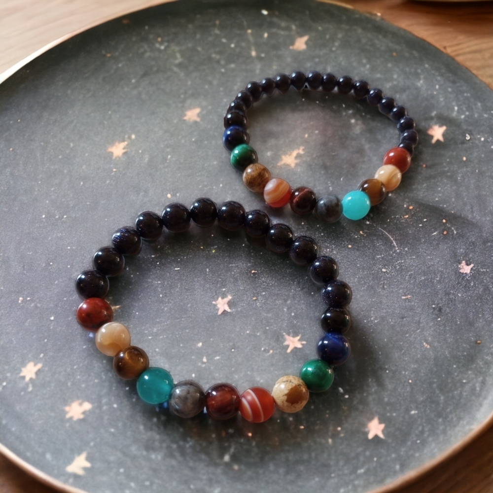 Natural Stone Stretchy Solar System Planet Bracelet